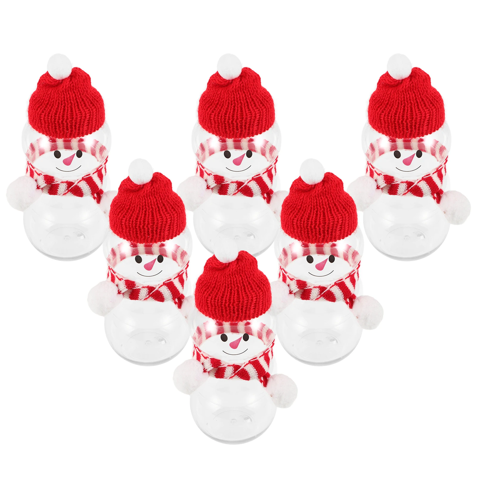 

6 комплектов бутылок снеговика, пустые бутылки для напитков, пластиковые бутылки для хранения сока, праздничная вода с крышками, мини