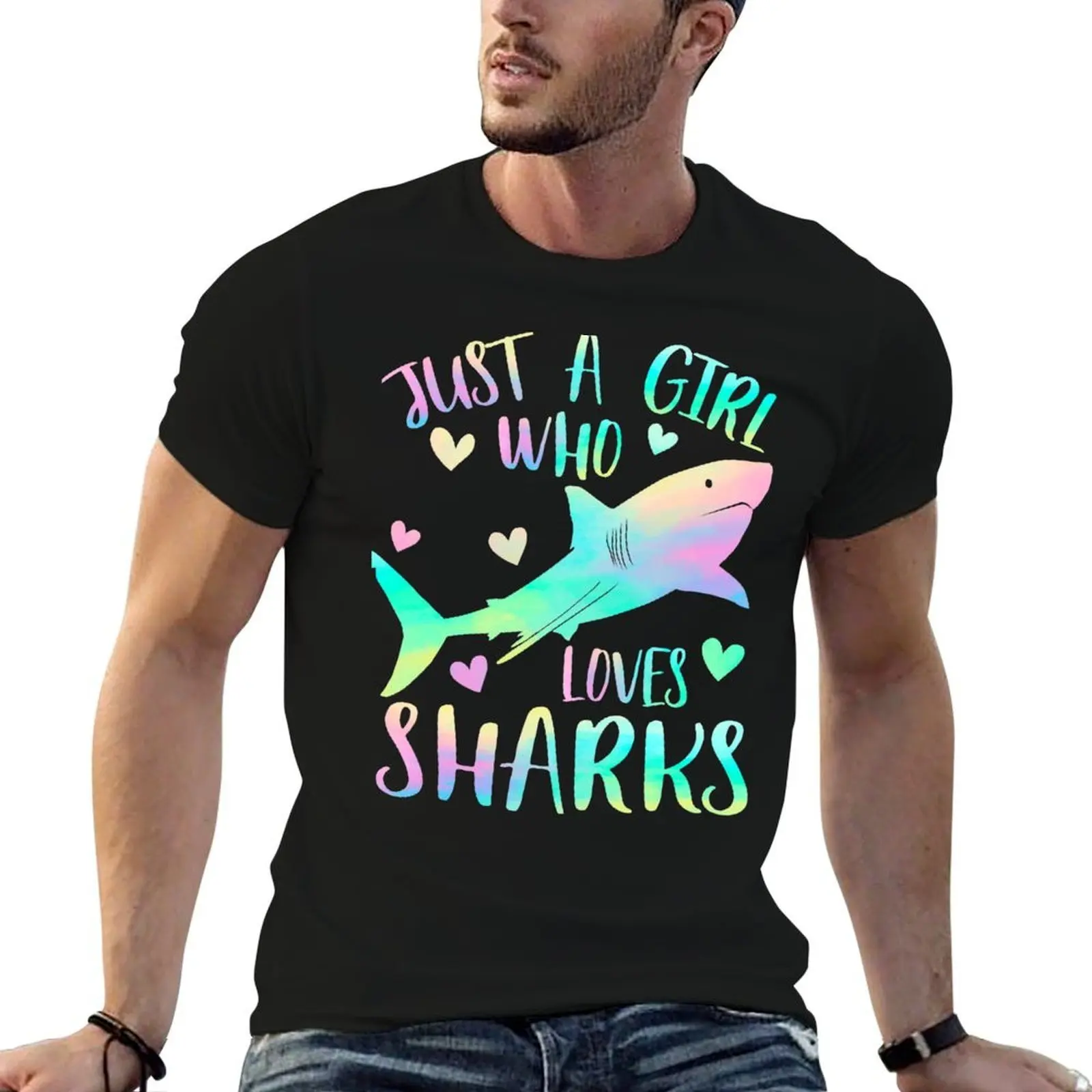 

Just a Girl who loves sharks T-Shirt man t shirt heavy cotton t shirts designer T-Shirt