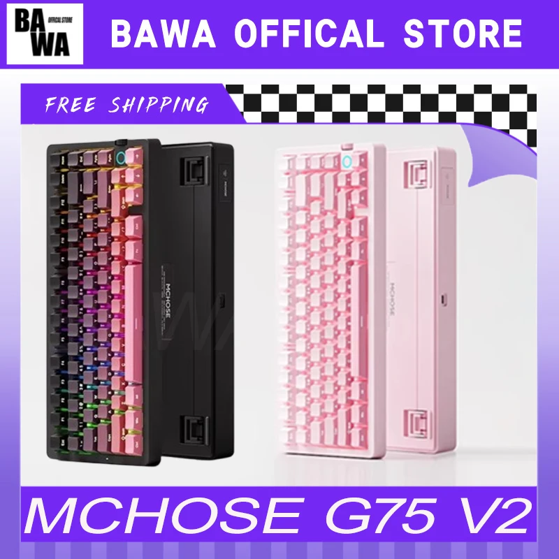 

New MCHOSE G75 V2 Mechanical Keyboard Tri mode Wireless Gasket Structure Gaming Keyboard Hot Swap Pc Gamer Keyboards Accessories