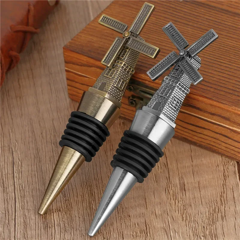 Portable Windmill Shape Wine Stopper Metal Bottle Stoppers for Wedding Club Restaurant Party Champagne Barware