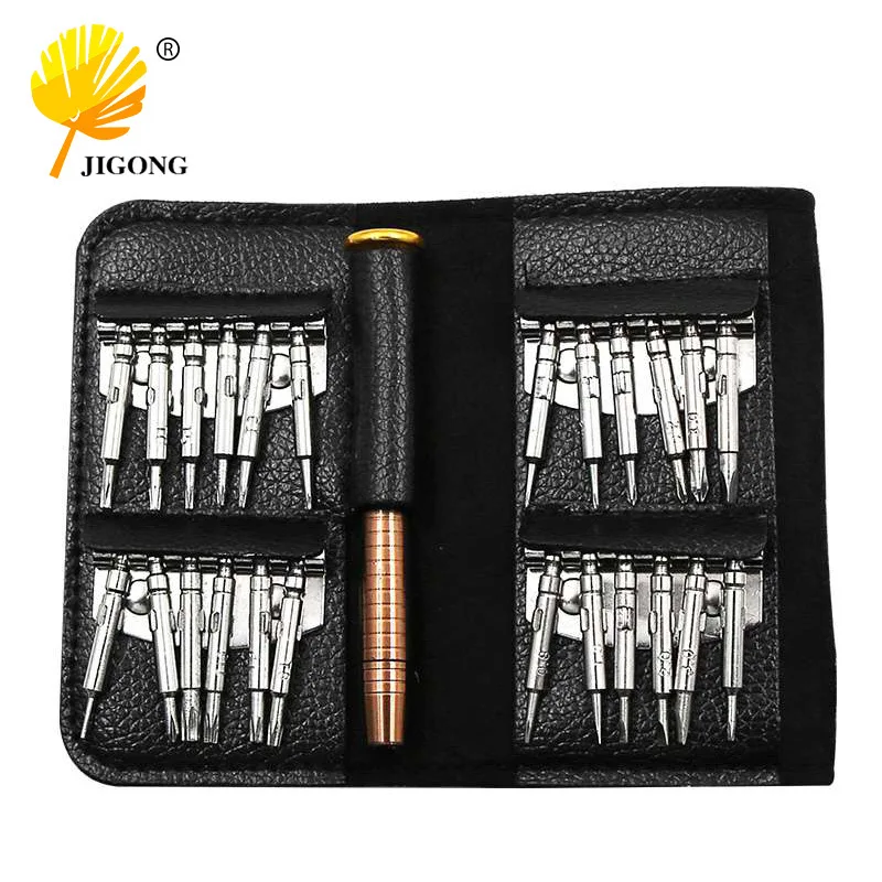Multipurpose leather case, manual screwdriver 25-in-1, batch set, mobile phone notebook repair tool wholesale