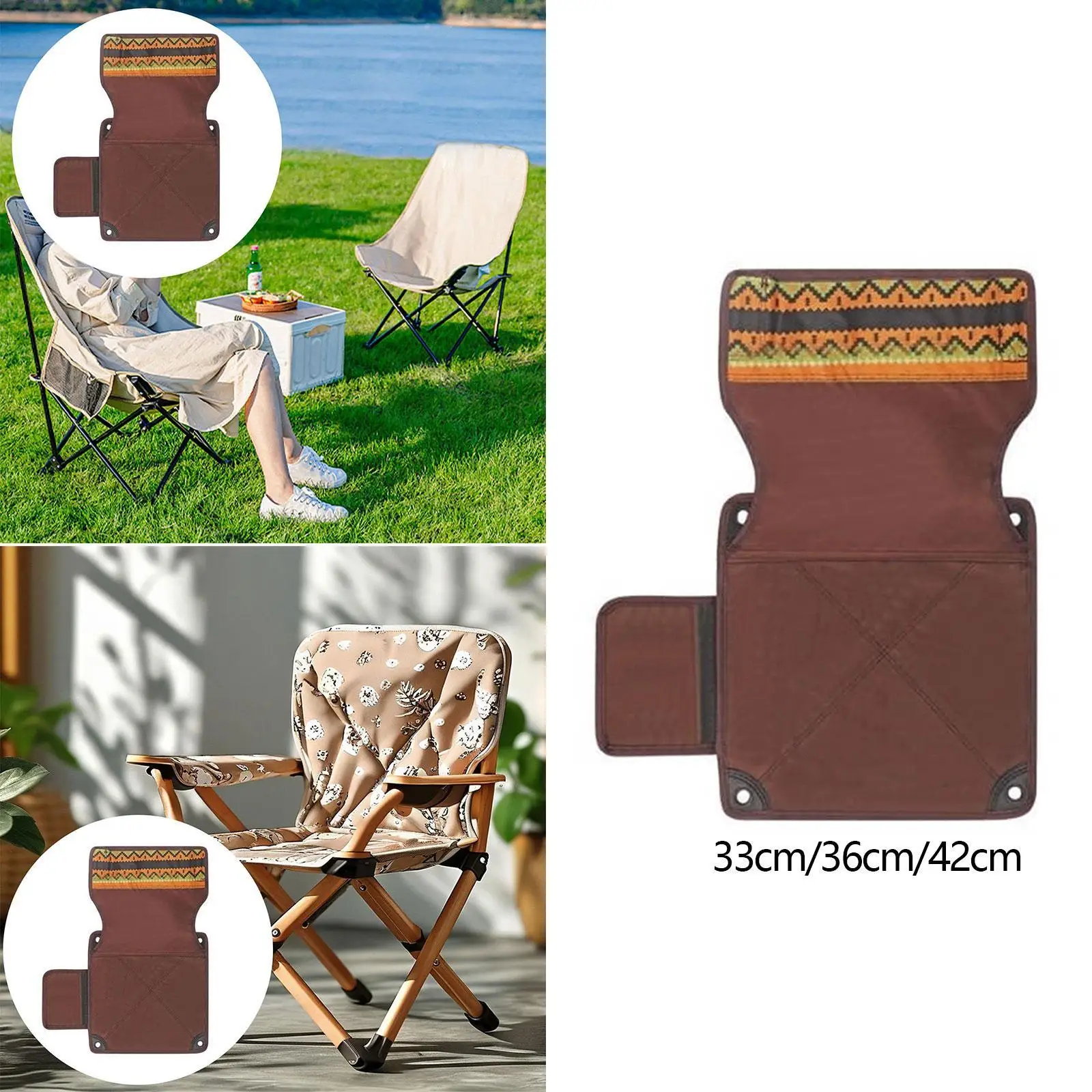 Folding Chair Replacement Fabric Oxford with Backrest Seat Pad with Side Pocket Stool Cover for Lawn Patio Beach Hiking Camping