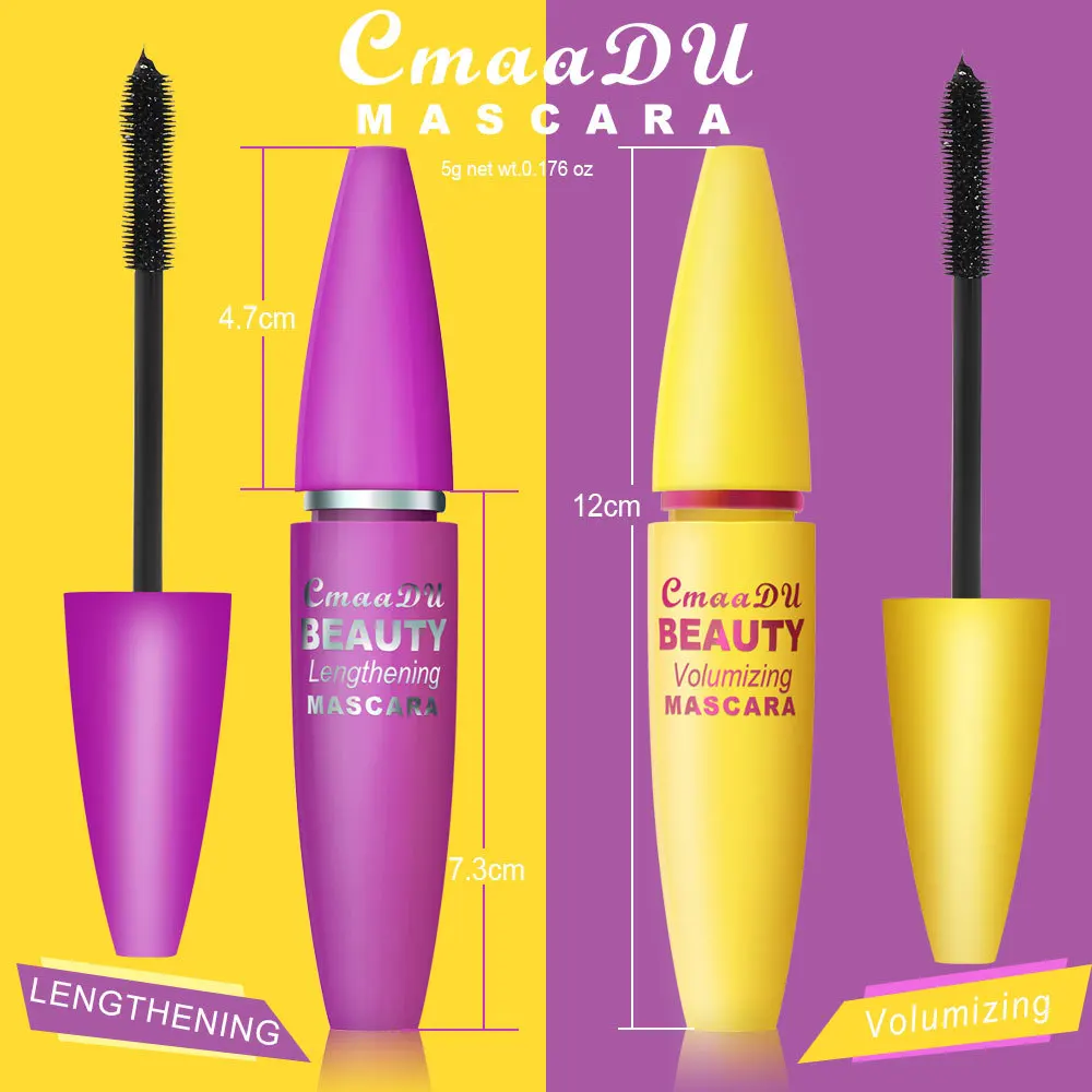 Cmaadu 4d 5d Vezel Mascara Make-Up Lange Zwarte Lash Wimpers Extensie Waterdichte Dubbele Mascara Maquillage Curling Mascara