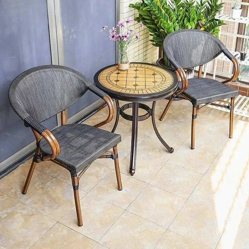 

Уличная мебель из литого алюминия: столы и стулья, простота дизайна, для двора, сада, балкона, виллы, улицы, дома, водонепроницаемая, с защитой от солнца.