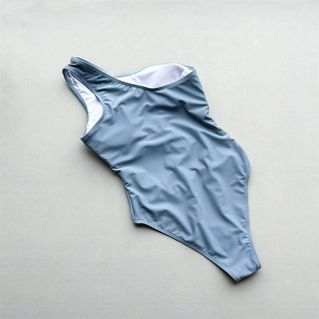 Asymmetrischer Cut-Out-Badeanzug mit einer Schulter für Damen, einteiliger Badeanzug, Monokini mit hohem Beinausschnitt, Badebekleidung, Badeanzug, Modell V7949 – Detail 14