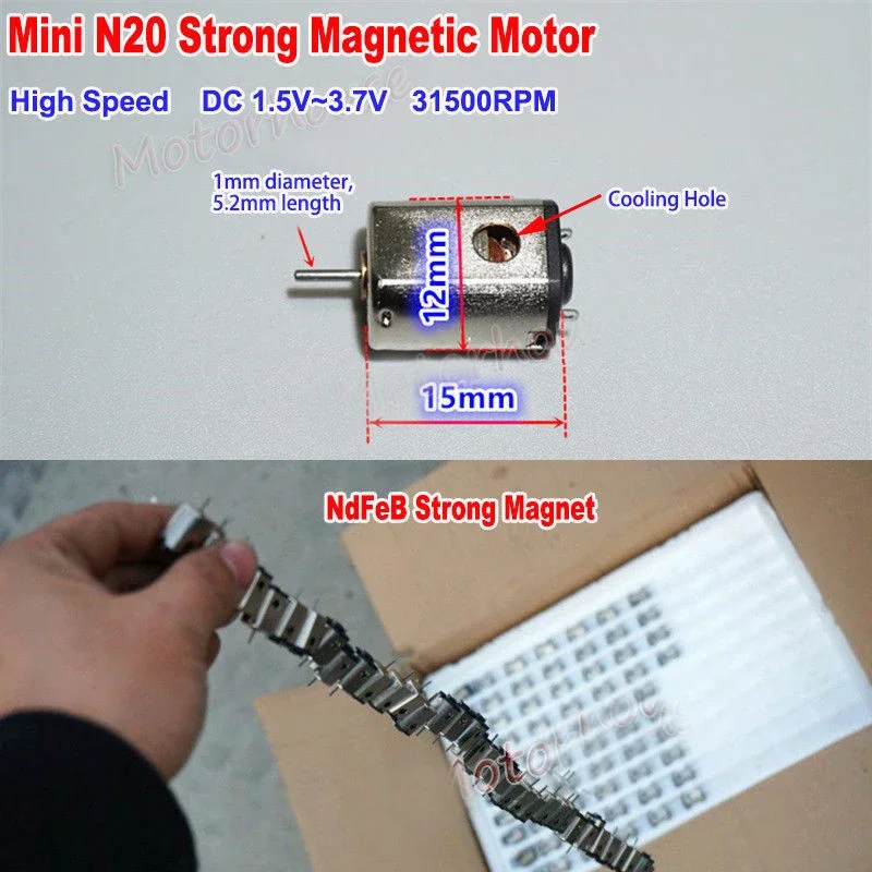 DC 3V 3.7V 31500RPM Mini N20 Neodym NdFeB Super Strong Magnet Micro 10mm*12mm Motor 1mm Shaft DIY Toy Car Boat RC Drone