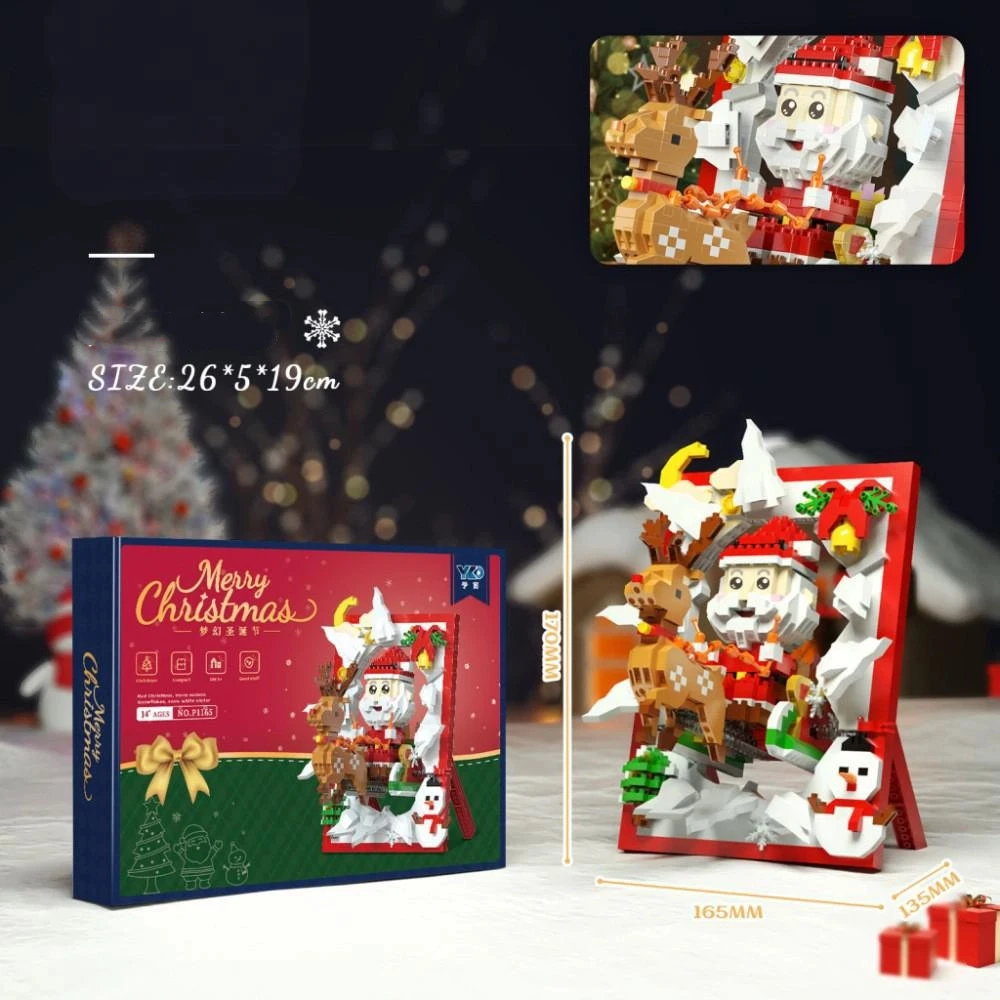 1704PCS Weihnachten Bausteine Kit MOC 3D Santa Claus Foto Rahmen Modell Bricks Sets Kreative Dekorationen Geschenke für Kinder Spielzeug