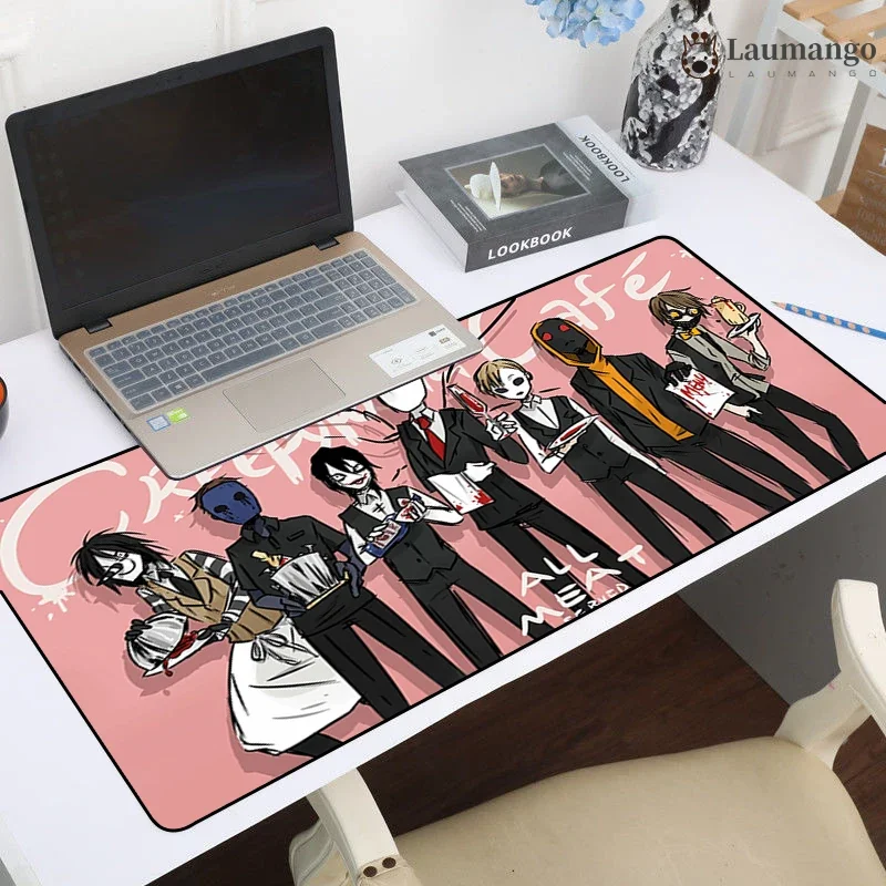 

Pink Mouse Pad Anime Creepypasta Gaming Notebook Accessories Gamer Pads Keyboard Mat Protector Large Mousepad Pc Desk Carpet