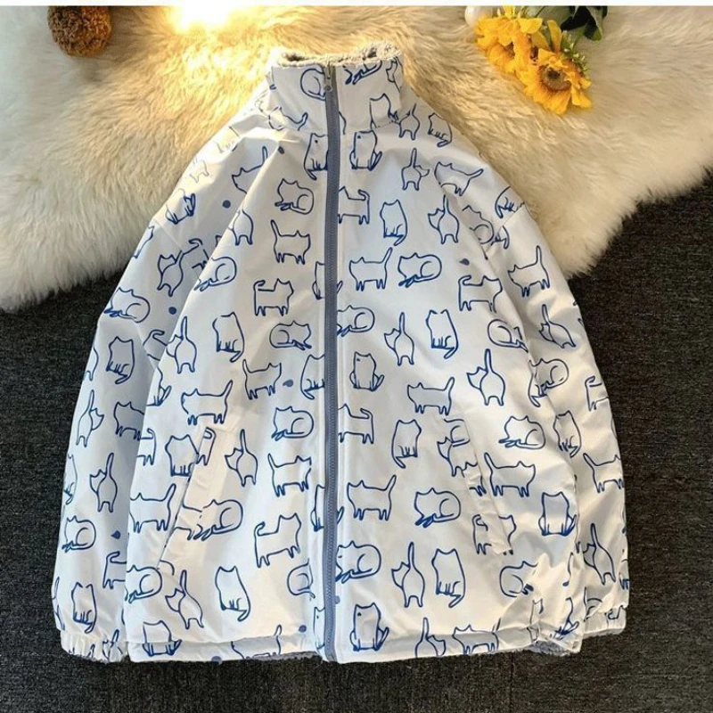 Piumino da uomo autunno e inverno sciolto casual quotidiano Y2k giacca imbottita in cotone tinta unita doppio pardo Parka in lana di agnello per uomo