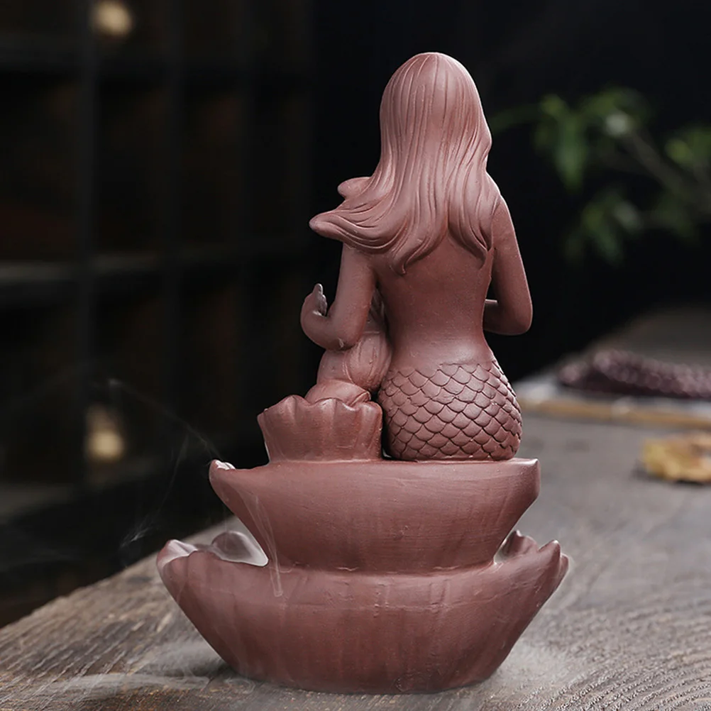 

Mermaid Aroma Diffuser Purple S Reflux Censer Clay Incense Burner Home Decor Meditation Stress Relief Relaxation Yoga Art Crafts