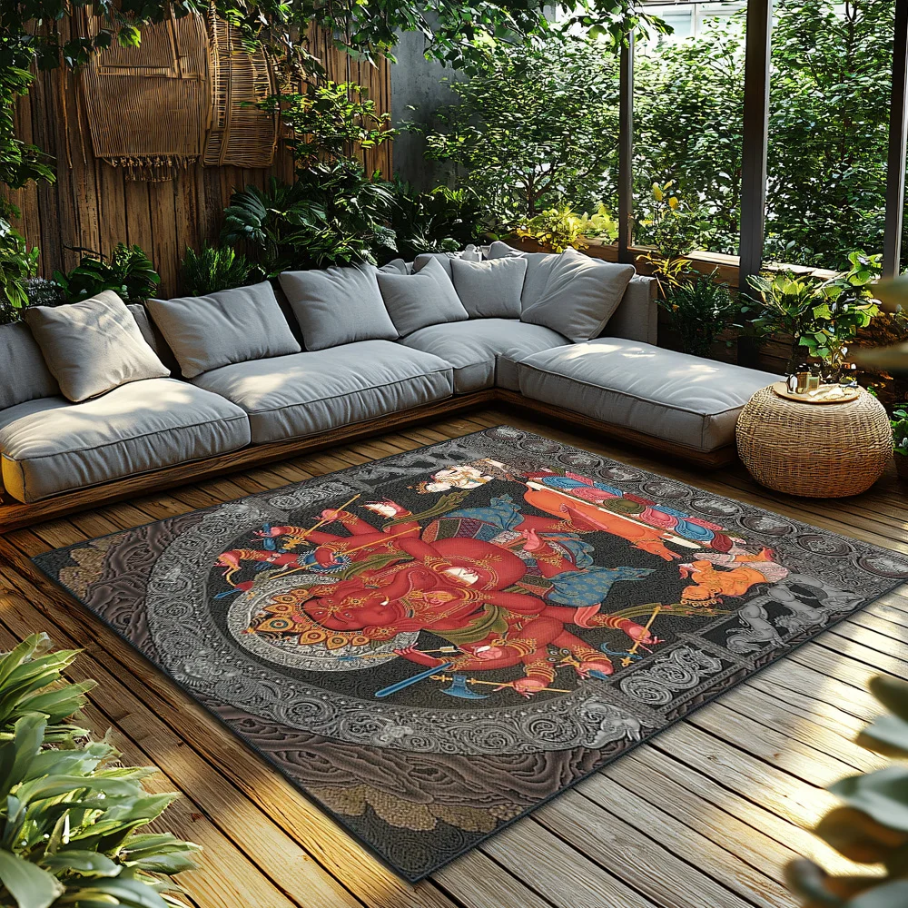 Hindu God Ganesha Doormat Home Decor Indian Elephant Head Statue Yoga Room Floor Mat Spiritual Meditation Gift Wall Art Tapestry