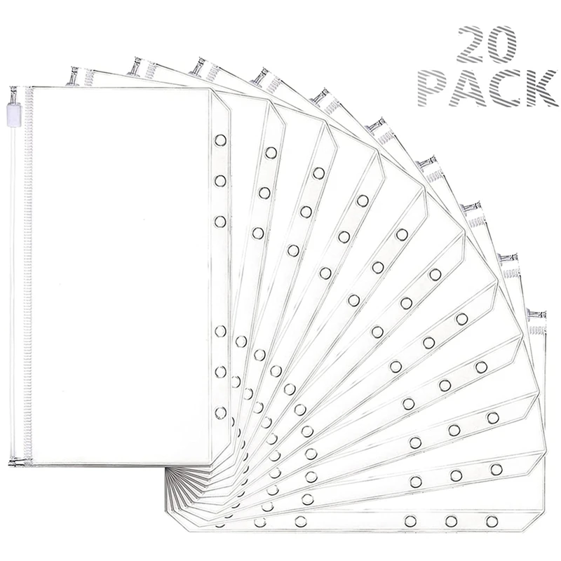 40 Pcs Cash Envelope 6 Holes Budget Binder Pockets Zipper Folders For A6 Notebook Binder Money Saving Binder Accessories