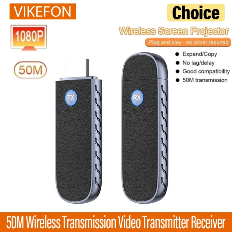 50M Wireless Transmission Video Transmitter and Receiver HDMI-Compatible Extender Display Adapter Cable Screen Mirror for Camera