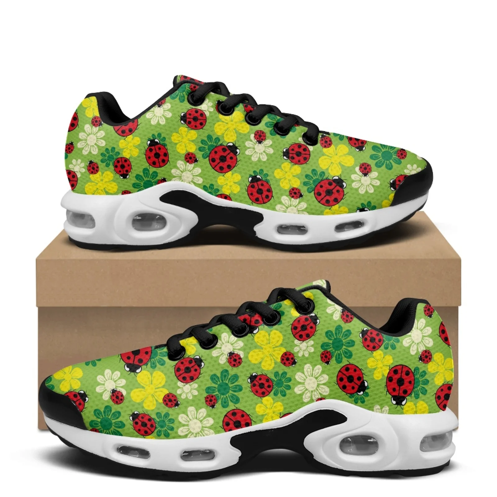 PENSTROLL Flowers Print Air Cushion Running Shoes Mesh Men'S Breathable Sports Shoes Easy Running Tennis Shoes for Work