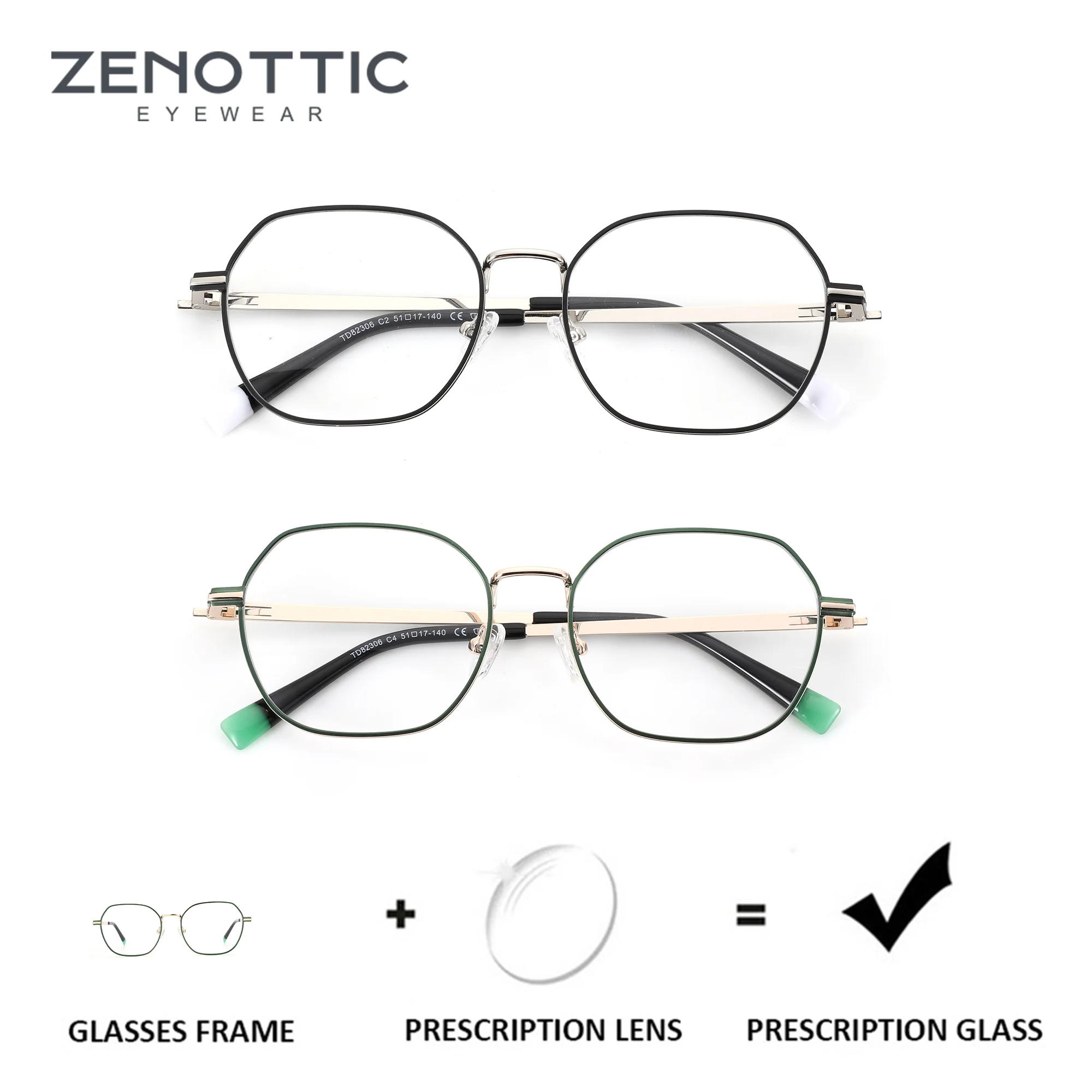 

ZENOTTIC Trendy Round Prescription Glasses High-quality Metal Progressive Myopia Eyewear circular Optical Eyeglasses for Unisex