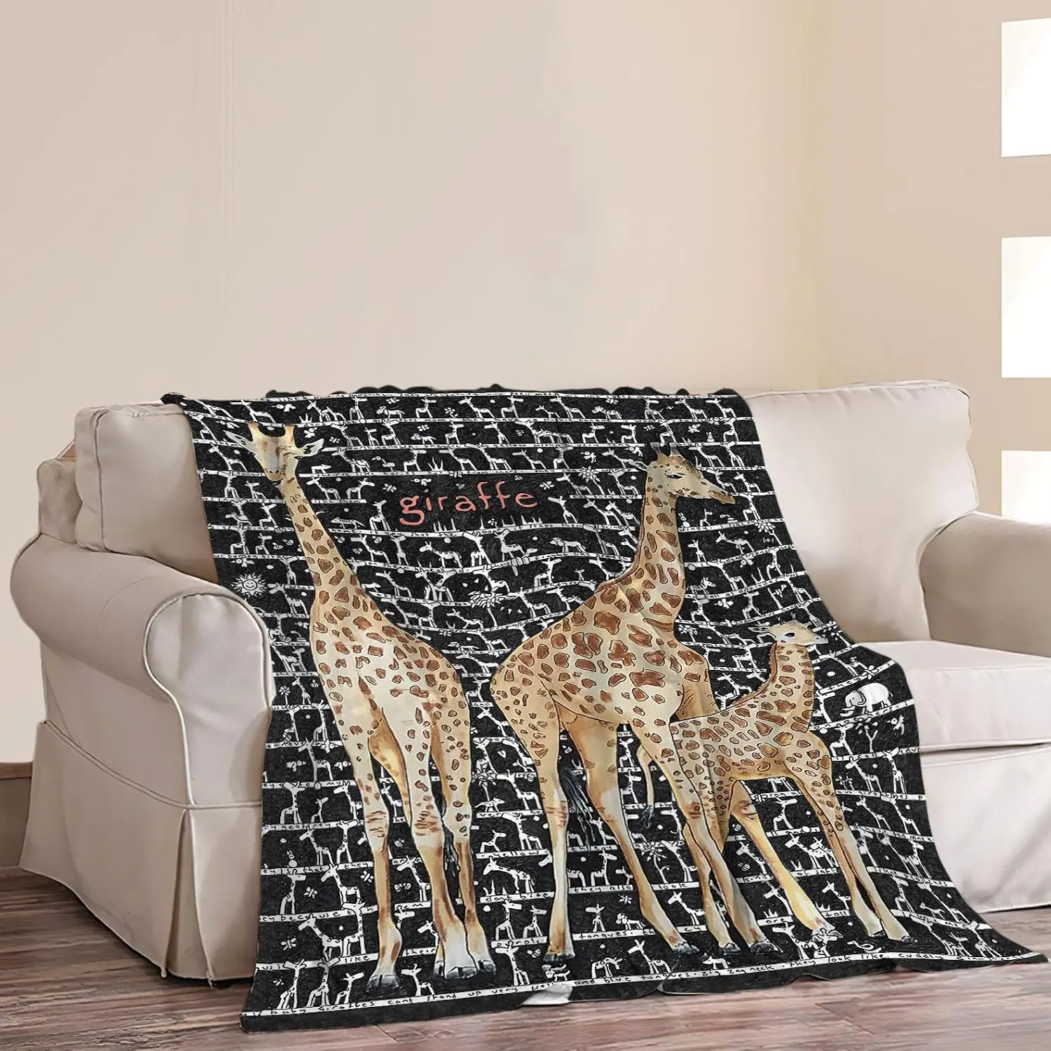 Giraffe Throw Blanket - Cozy Fleece Flannel Blanket, Soft Warm Plush, Lightweight, Perfect for Women, Men, Boys, Girls, Adults, Kids, Couch, Sofa, Bed - 40