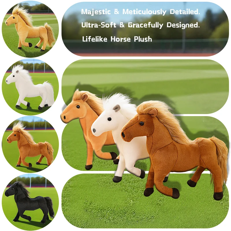 

30cm INS Like Real Horse Plush Toys White&Black Stuffed Animal Simulated Foal Home Decor Soft Doll Birthday Gifts for Kids Girls