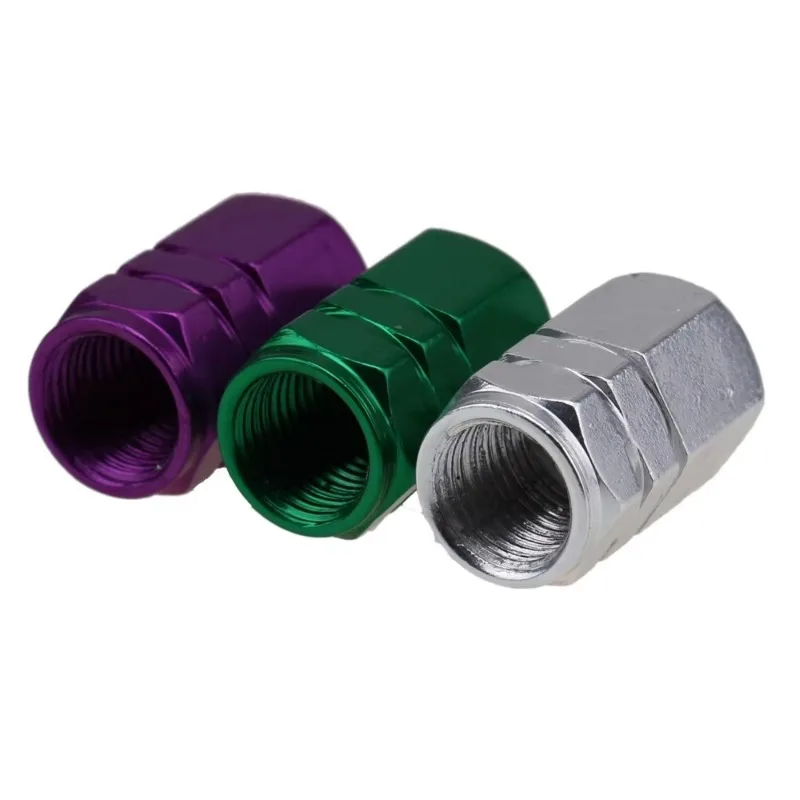 4pcs Tire Accessories Wheel Tyre Tire Valve Stems Air Dust Cover Screw Caps Car Motorcycle Truck Bike Purple Green Silver