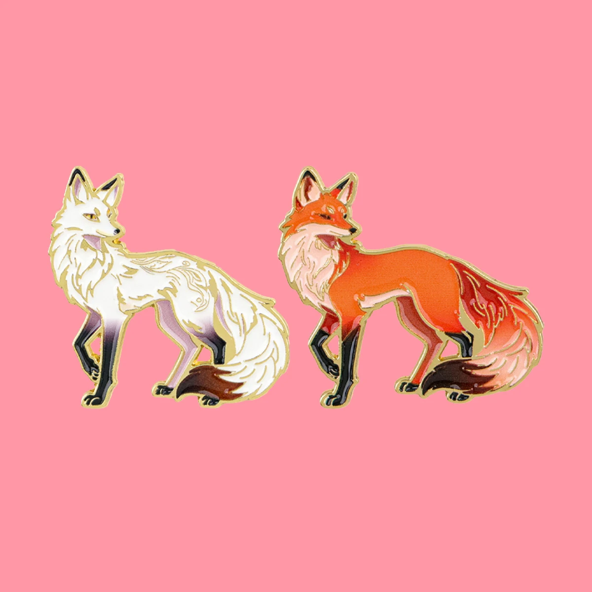 

Cartoon Red & White Fox Enamel Pins Cool Animals Brooch Lapel Pin Badge on Backpack Clothing Accessories Fashion Jewelry Gifts