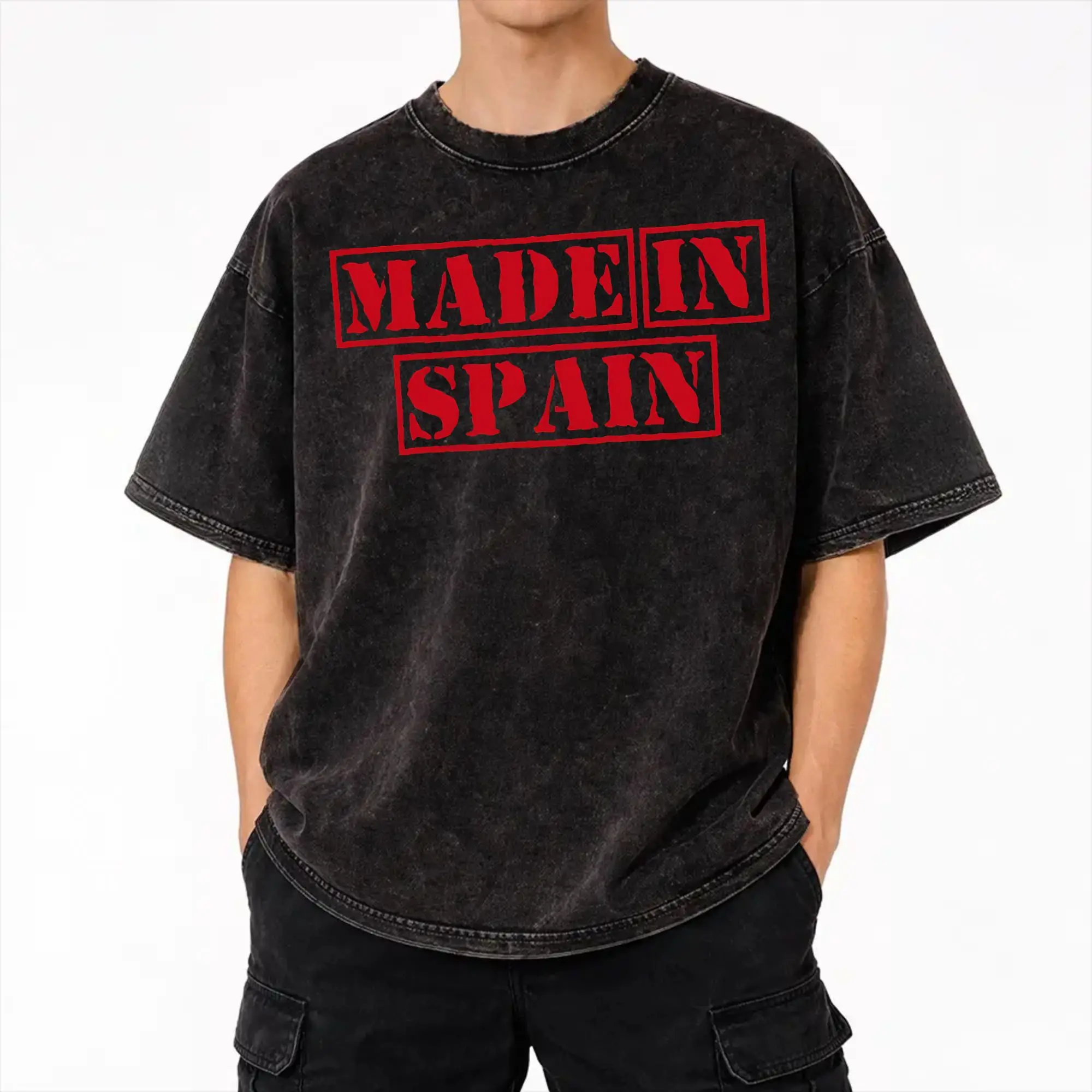 Made in Spain Make Spain Great Again T Shirt Hip Hop Washed Short Sleeve Oversize T-Shirts for Men Women Streetwear Summer Tees