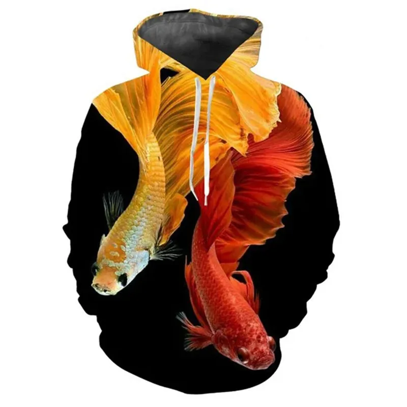 

Fashion Men Hoodie Cool Autumn and Spring Sweatshirts Pullover 3d Betta Fish Print Hoodie Men&women Unisex Cool Fashion Long-sle