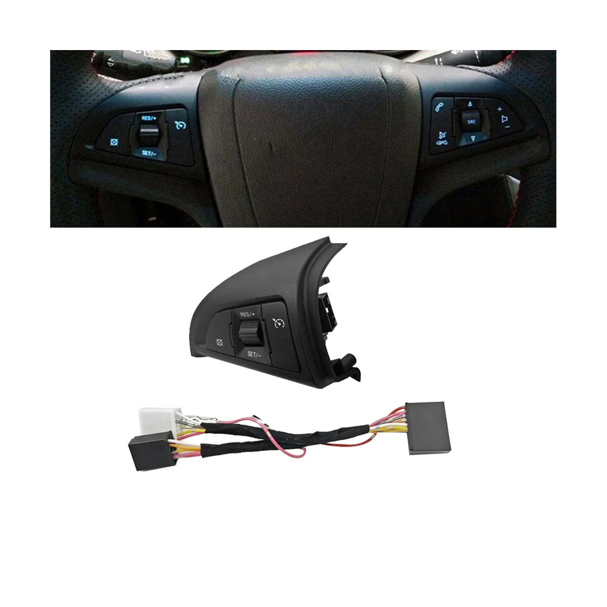 Car Speed Cruise Control Button with Harness 96892140 for Chevrolet Cruze 2009-2014 Multifunction Steering Wheel Switch