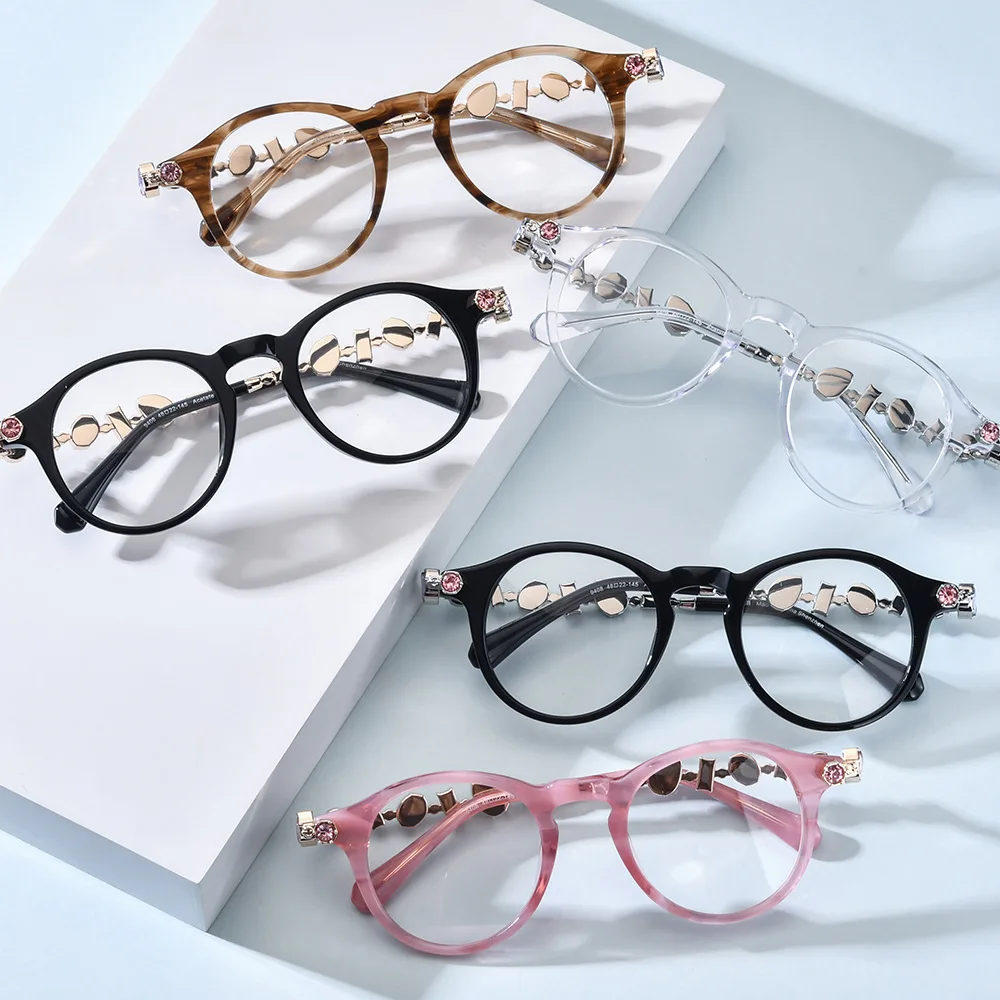 World High end Art Design Personalized Diamond Decoration Women's Luxury Glasses Casual Creative Exquisite Acetate Glasses Frame