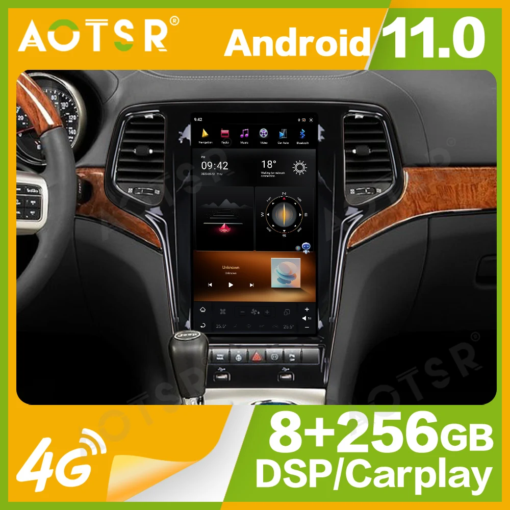 13.6'' Qualcomm 8 core For Jeep Grand Cherokee 2010-2019 Car Radio Multimedia Player Android 11.0 Auto GPS Navi Carplay Head DSP