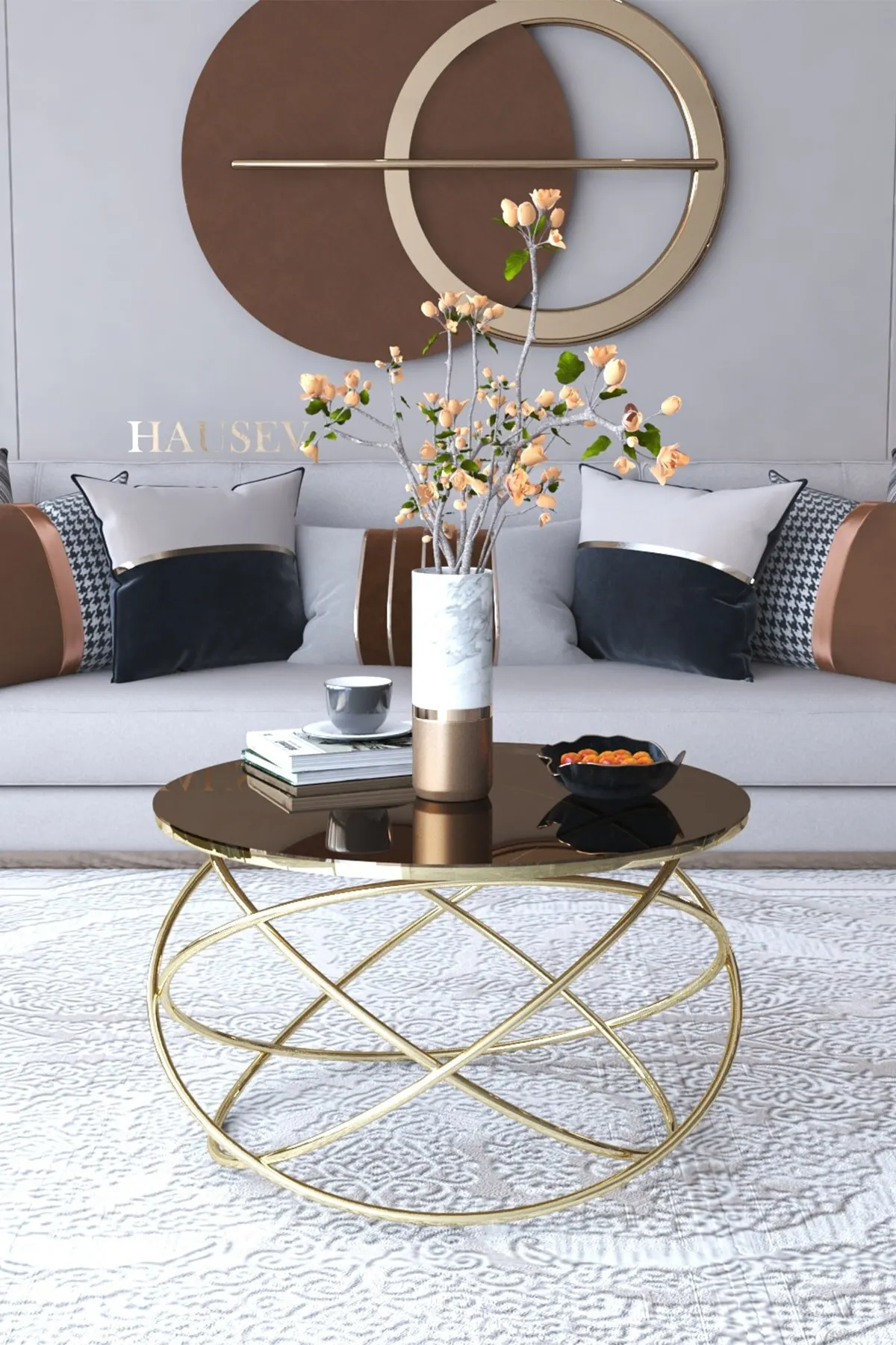 Gold Metal Center Table Unbreakable Mirrored Glass Single Scandinavian Side Table Tea Coffee Service Table Round Living Room Bed