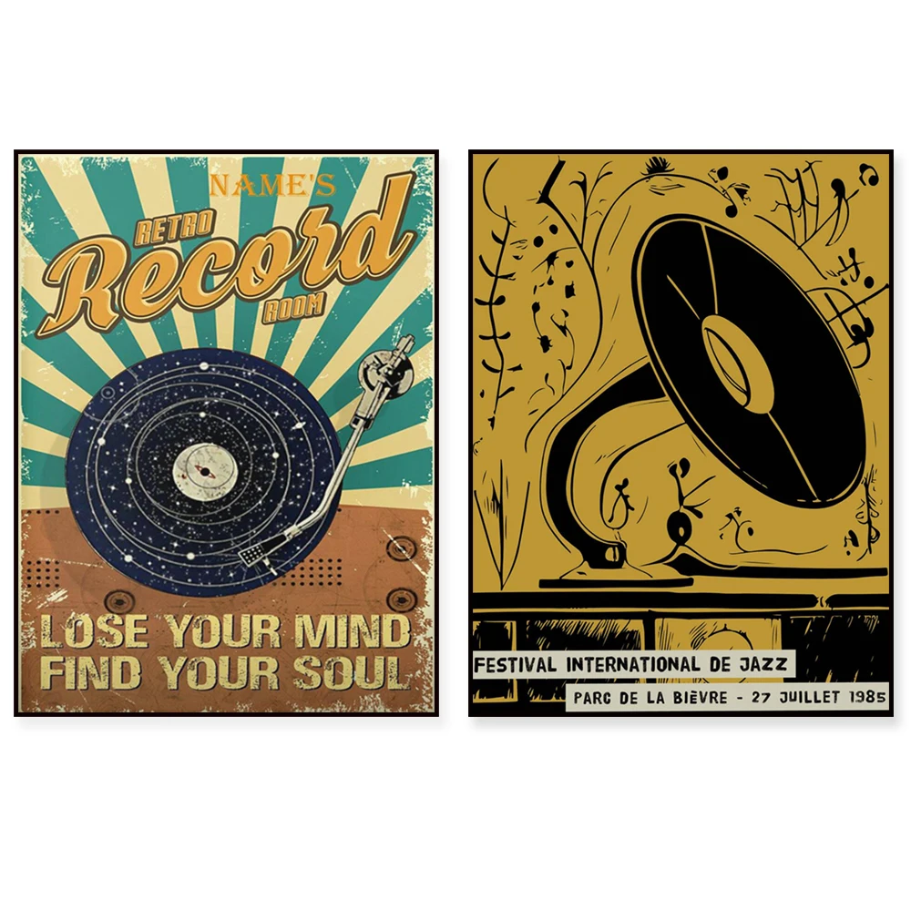 Some girls are born with music in their soul poster, french jazz festival poster, gramophone art, vinyl gift, music poster,