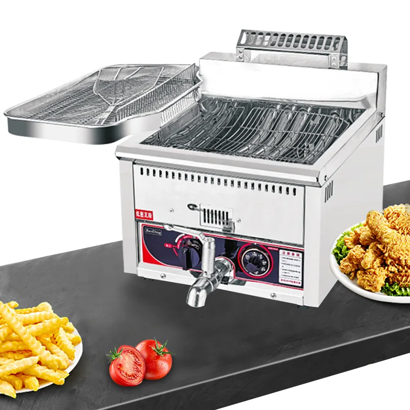 Table Top High Quality Gas Deep Fryer with the Temperature Control for Commercials Fryer Gas Use Stainless Steel 12L 34*50*46cm