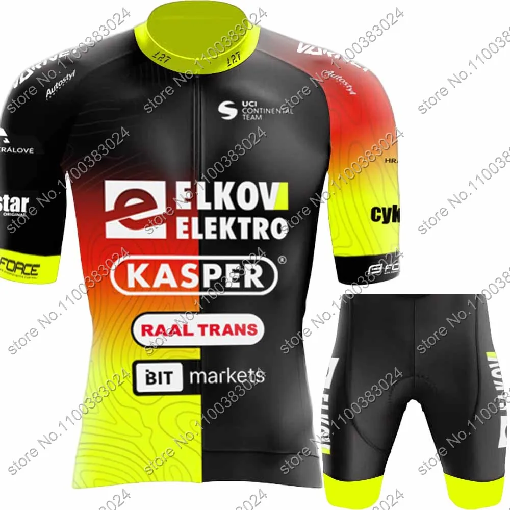 Team Elkov Kasper 2024 Cycling Jersey Men Short Sleeve Czech Clothing Road Bike Shirts Suit Bicycle Bib Shorts MTB Ropa Maillot