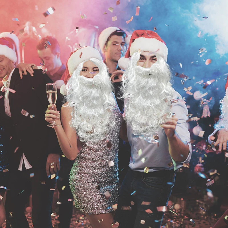 Conjunto de peruca e barba realista de Papai Noel, kit de acessórios de cosplay para homens, perfeito para fantasias de Natal e festas de fim de ano, 1 peça