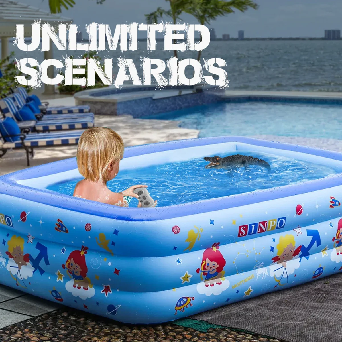 RC Crocodile Toy Remote Control Alligator Toy High Simulation Crocodile RC Boat 2.4G RC Crocodile Toy USB Rechargeable