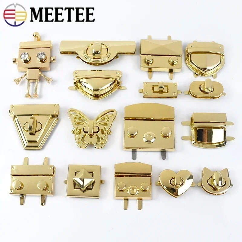 5Pcs LightGold Metal Bag Lock Handbag Twist Turn Spring Decor Buckles Pocket Purse Closure Clasp Replace Hardware Accessories