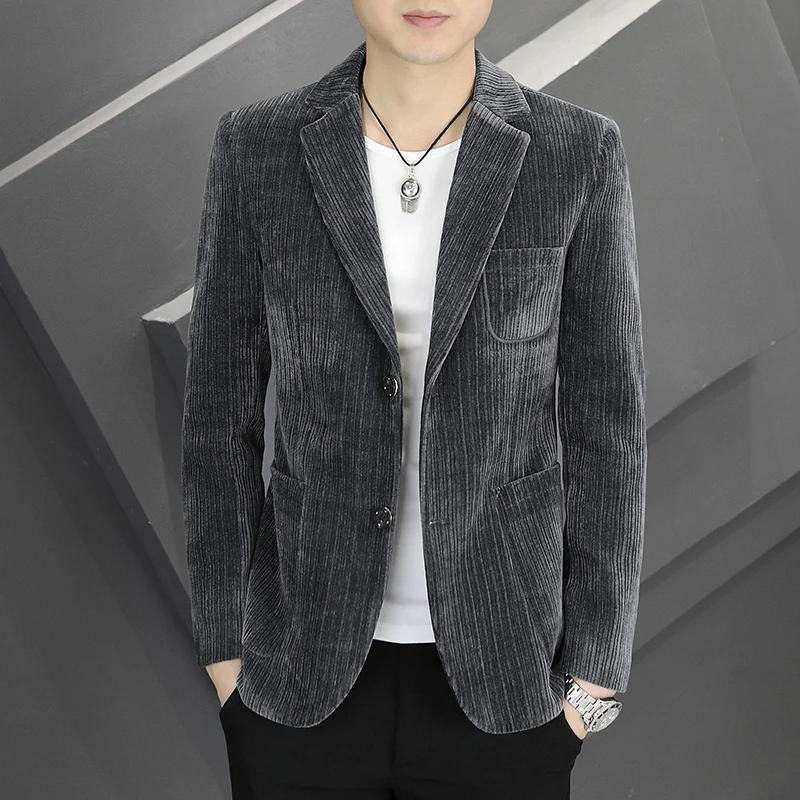 

Мужские вельветовые пиджаки для делового повседневного стиля, весна-осень 2026, корейский крой Slim Fit, для офиса, свадьбы, 4XL