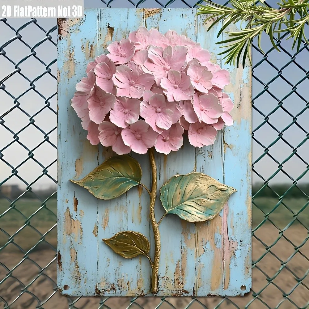 Wall Decoration Retro Hydrangea Iron Sign Sweet Creative Hydrangea Wall Hanging Exquisite Metal Decorative Door Home