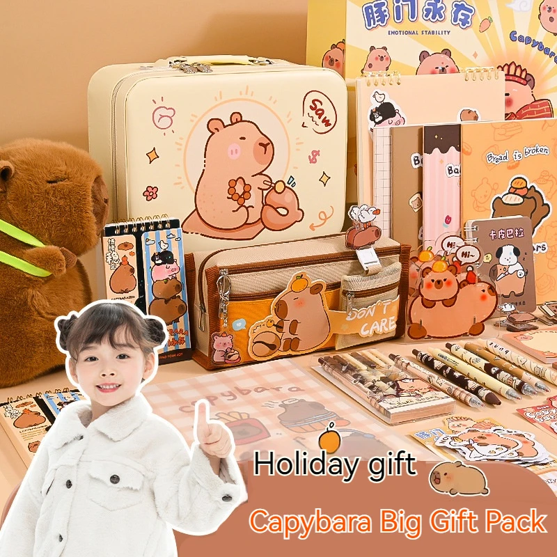 

Cute Capybara Stationery Set Start Of School Season Gift Primary School Student Learning Stationery Gift Box Halloween Gifts