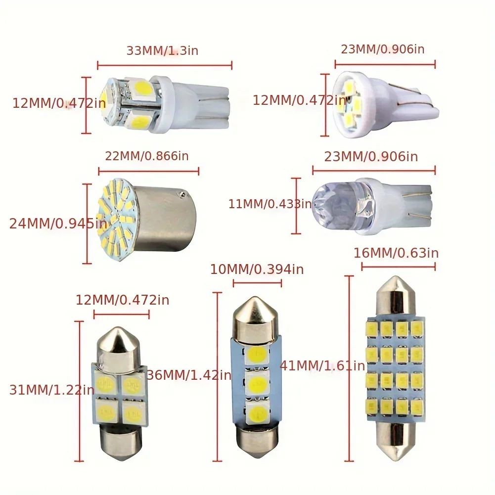 42PCS White Interior Light Bulbs T10 6000K Replacement LED Light Dome License Plate Reading Light Car Truck RV ATV