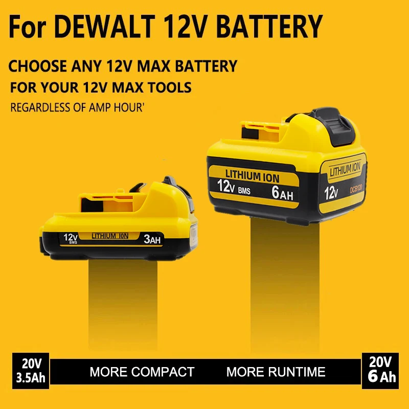 Para baterias recarregáveis dewalt dcb120dcb124dcb125 6.0ah 12v max bateria de substituição de íon de lítio, melhor preço.