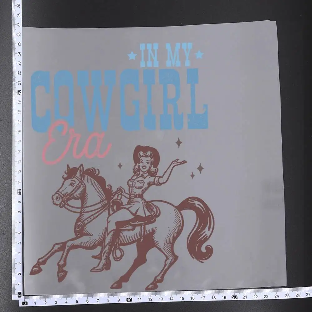 25cm Creative Western Cowboy Girl Iron On Heat Transfer Sticker DTF Iron On Transfer Patches For Clothes T-shirt Appliques