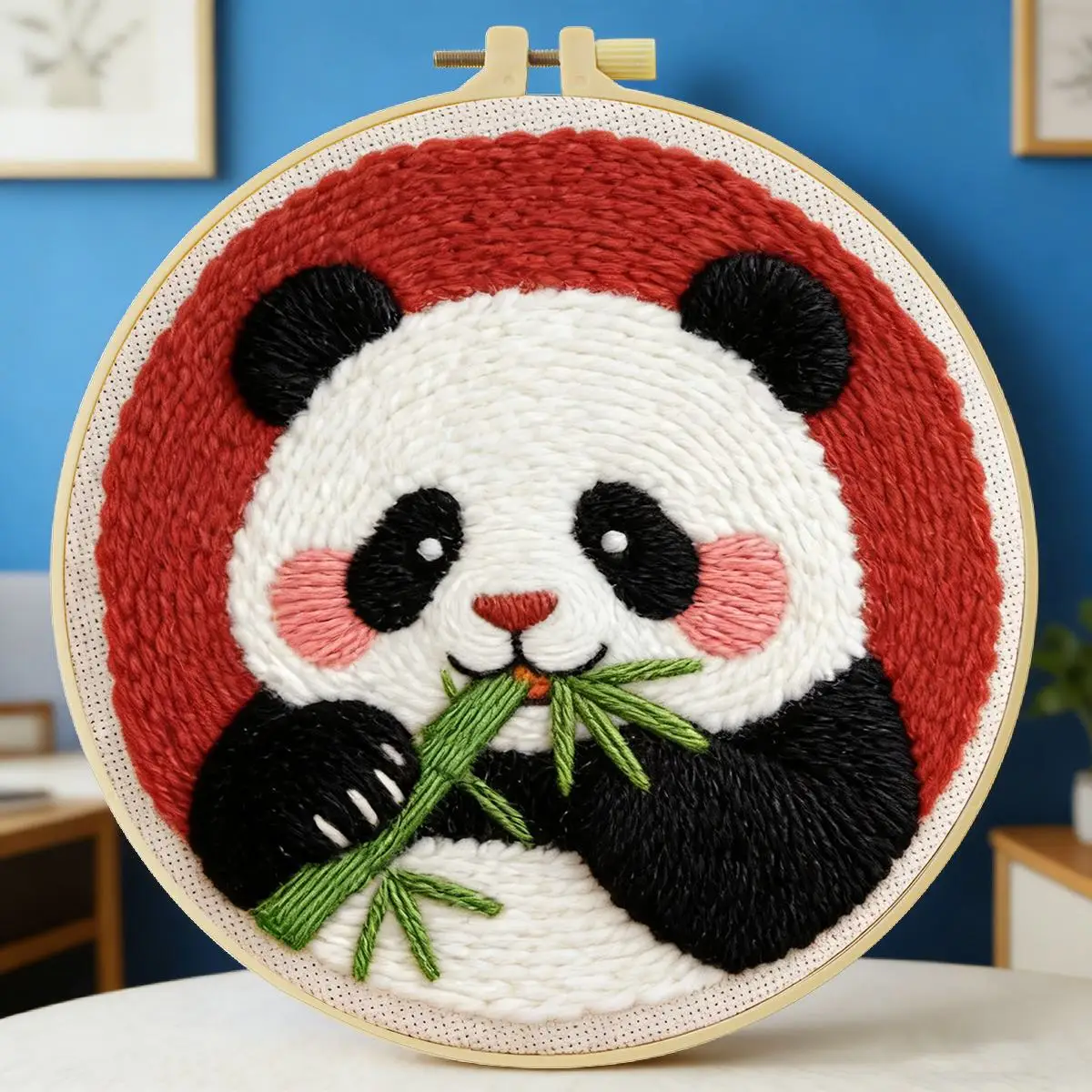 20X20CM/7,87 Zoll Panda Punch Needle Stickerei-Set, Stickerei-Kit, Gestrickte Stickerei, DIY Handgemachtes Geschenk, Heimdekoration – Detail 6