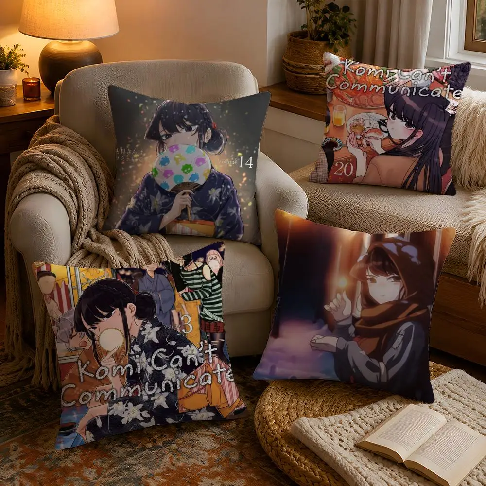 K-Komi Cant Communicate Cushion Cover Soft Plush Cushion Cover Double Print And Invisible Zipper For Sofa Home Car Use