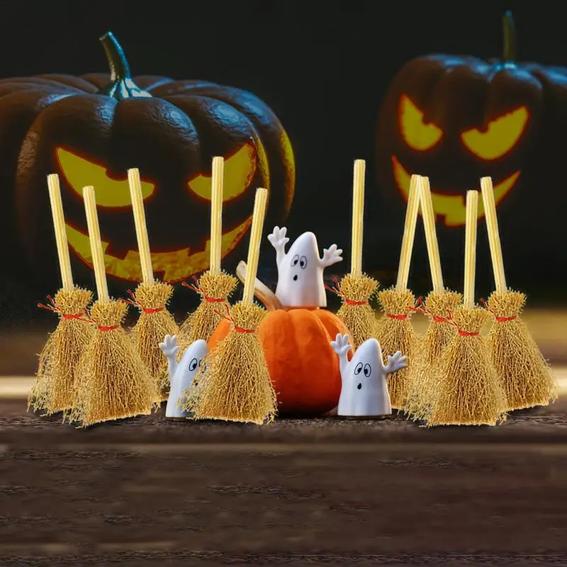 Halloween Witch Broom Pack Of 10 Mini Broom Costume Hangings Decorations Restaurant Door Indoor Outdoor Decor