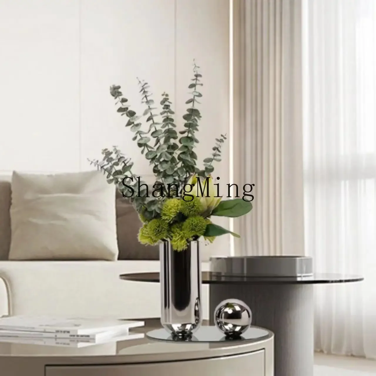 

CLL modern light luxury model room stainless steel flower arrangement vase ornament home living room dining table jewelry
