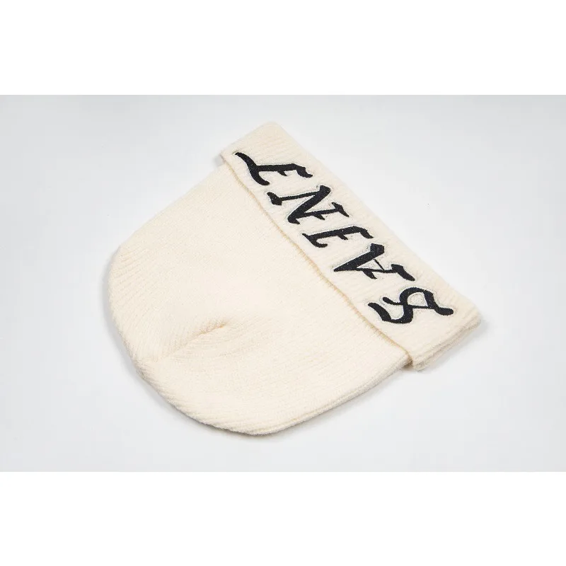 High Street Saint Autumn Winter Letter Jacquard Knit Beanie Warm Casual Knitted Hat for Men Streetwear