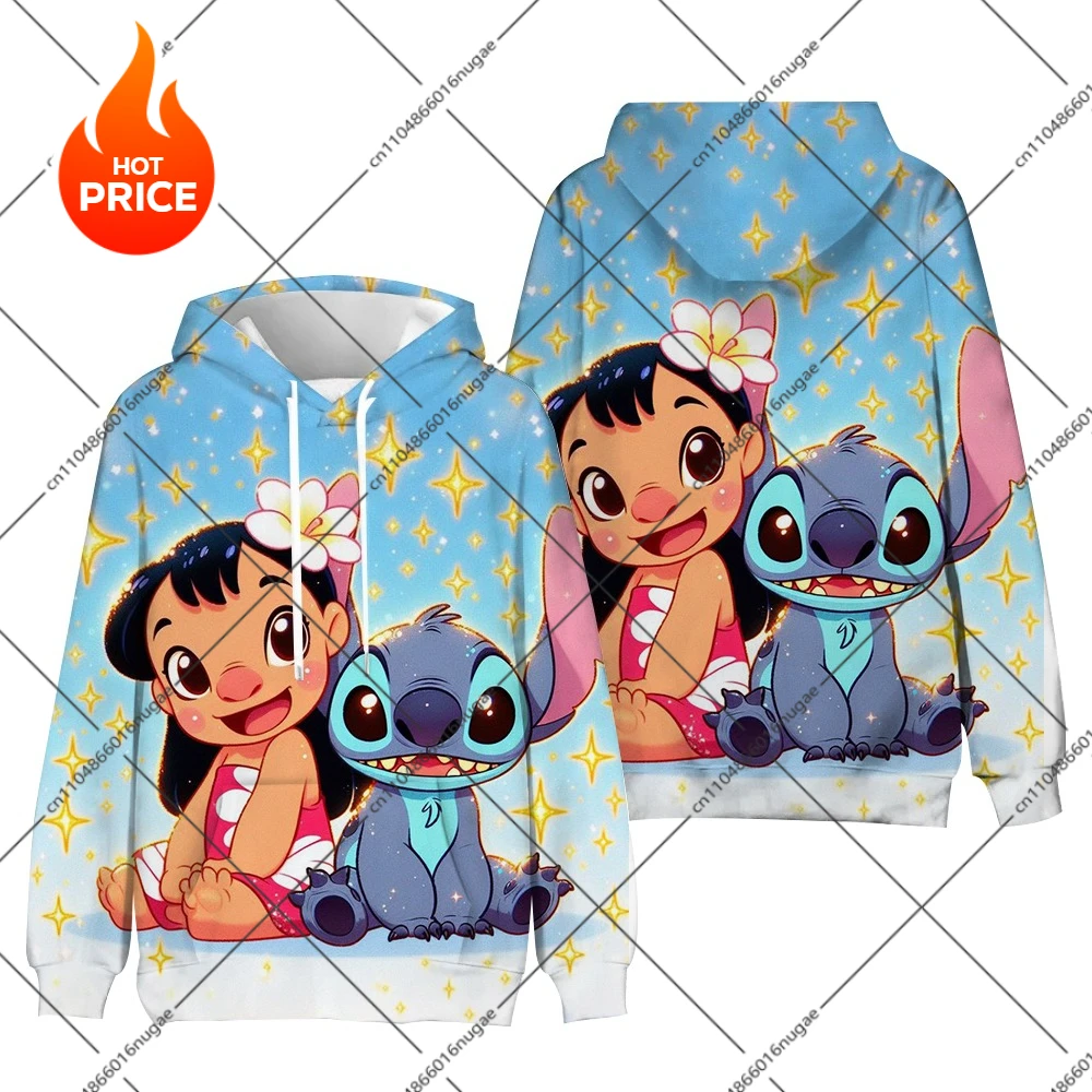 

202526 Funny Stitch Printed Sportswear Stitch Cartoon Hoodie For Women Cute Stitch Anime Hoodie For menWomen
