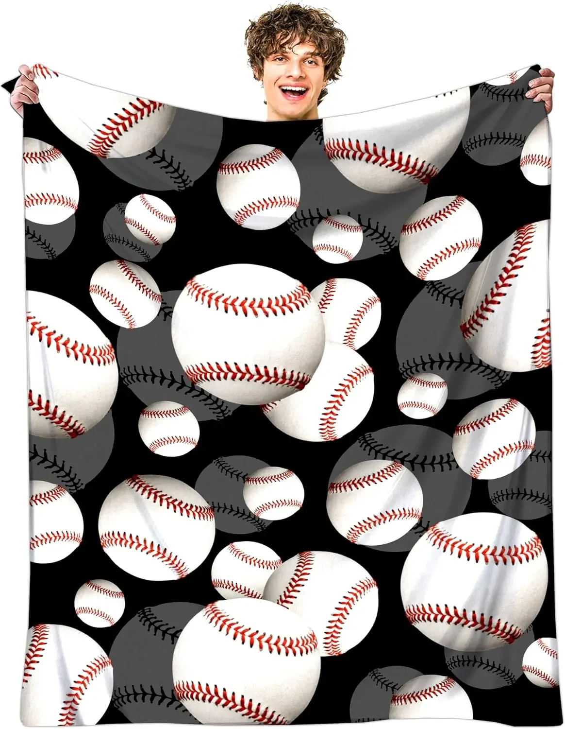 Soccer Ball Pattern Blanket with Dynamic 3D Effect Soft Cozy Throw for Sofa Bed Living Room Sports Fan Home Decor Gift