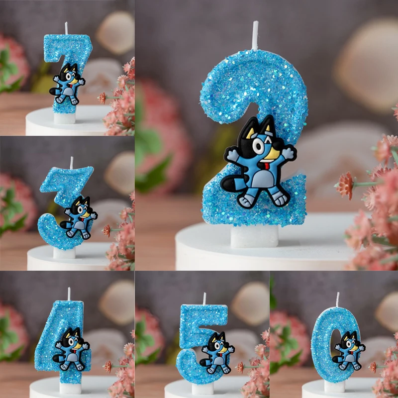 

Новый стиль, номер 0-9 Bluey Bingo, тематическая свеча, 3D украшение для торта на день рождения, подарок, мультяшная аниме-фигурка, аксессуары для вечеринок, поставки