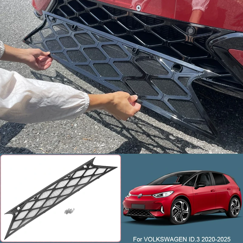 Car Replace Front Upper Lower Grille  Buckle Insect Proof Net For Volkswagen ID.3 GTX 2020-2025Bumper Center Intake Grille Cover view 5